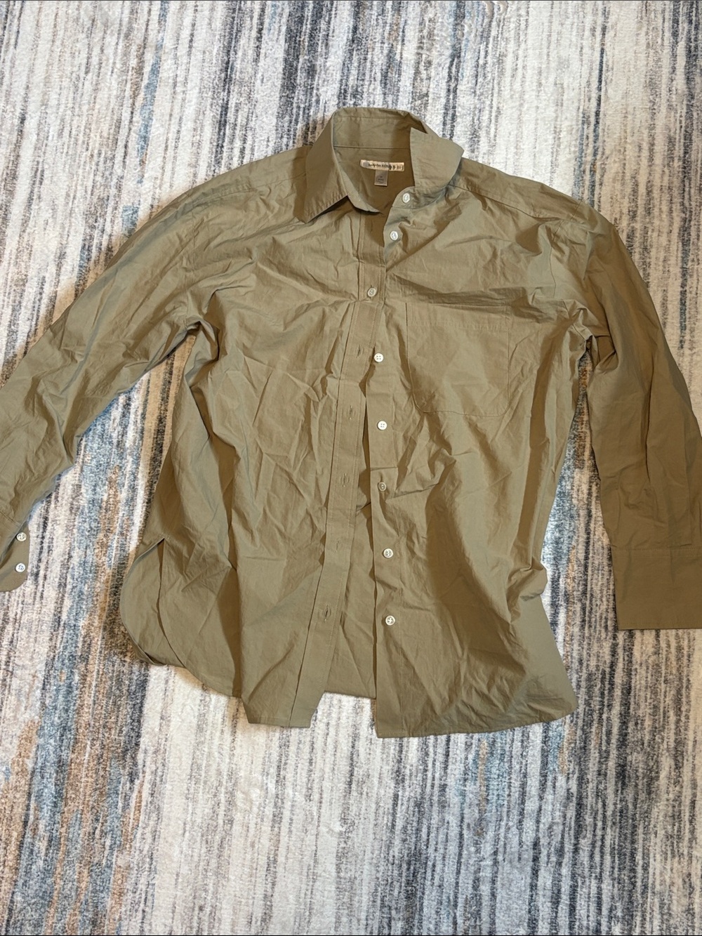 Banana Republic Olive Button-Up Dress Shirt oversized.